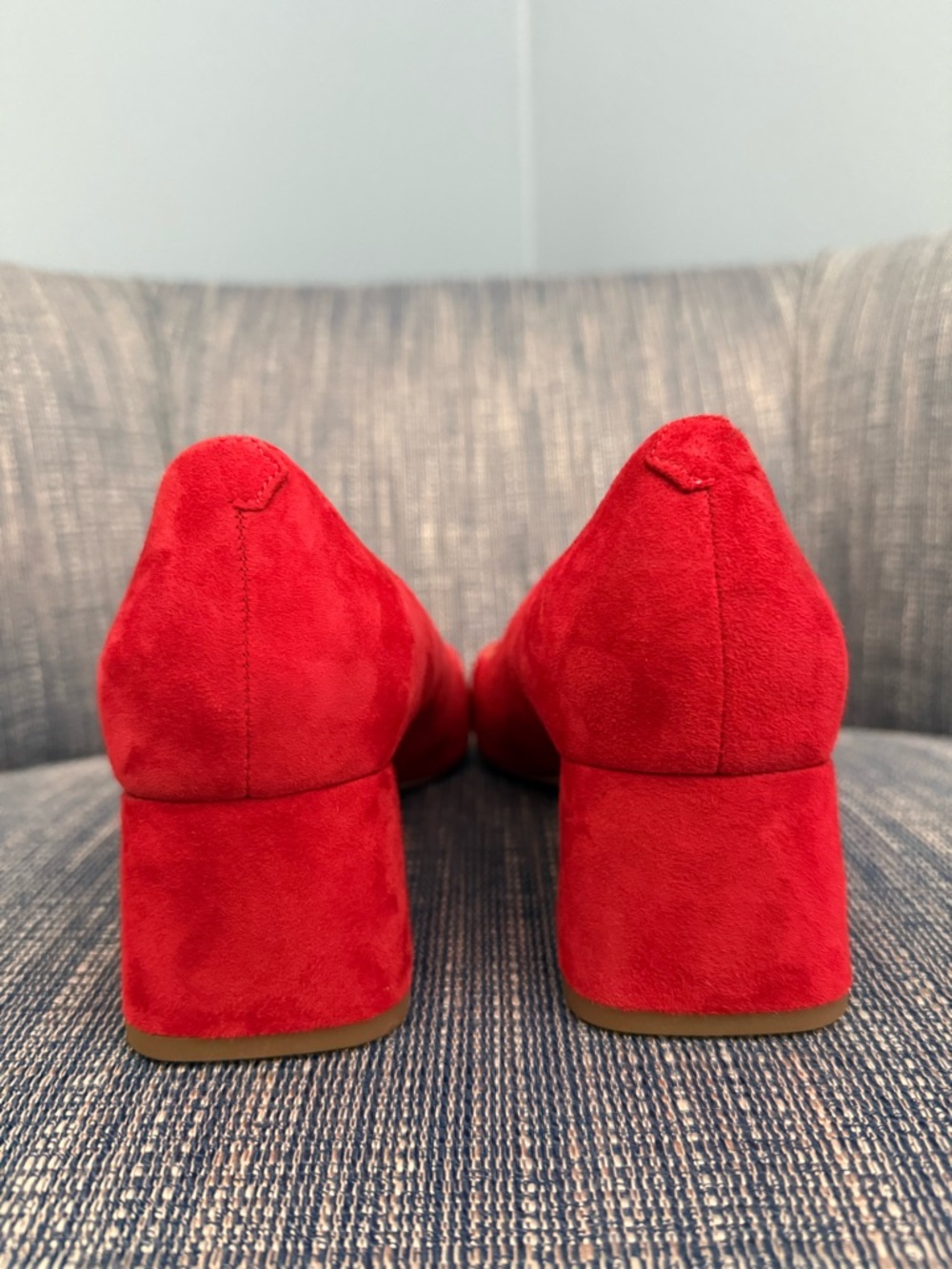 Red Suede Block Heel Square toe- EUC - Picture 6 of 7